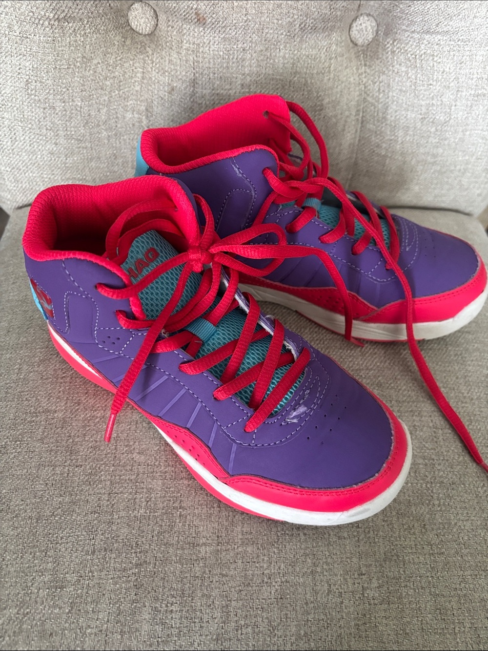Kids High-Top Sneakers in Purple & Pink with Teal Accents